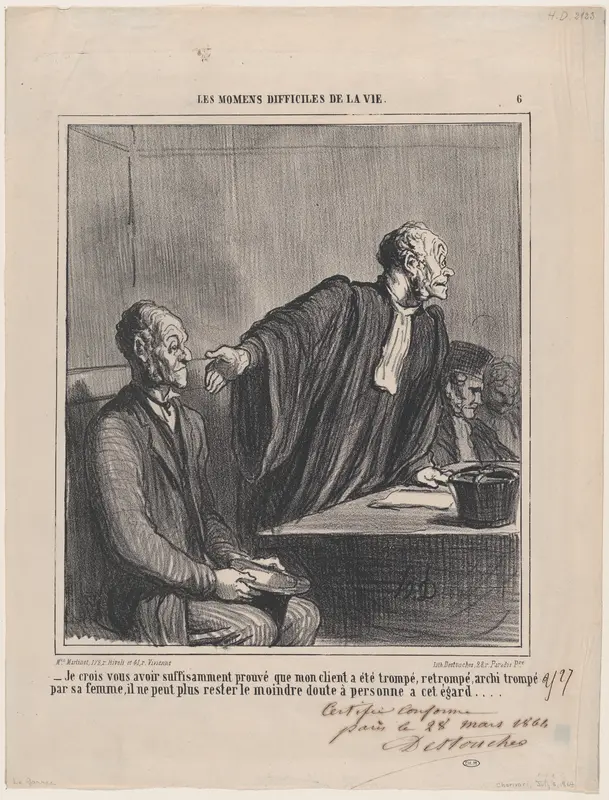 I think I have given sufficient proof that my client has been deceived, from 'The difficult moments of life' Wall Art by Honoré Daumier - High-Resolution Digital Print
