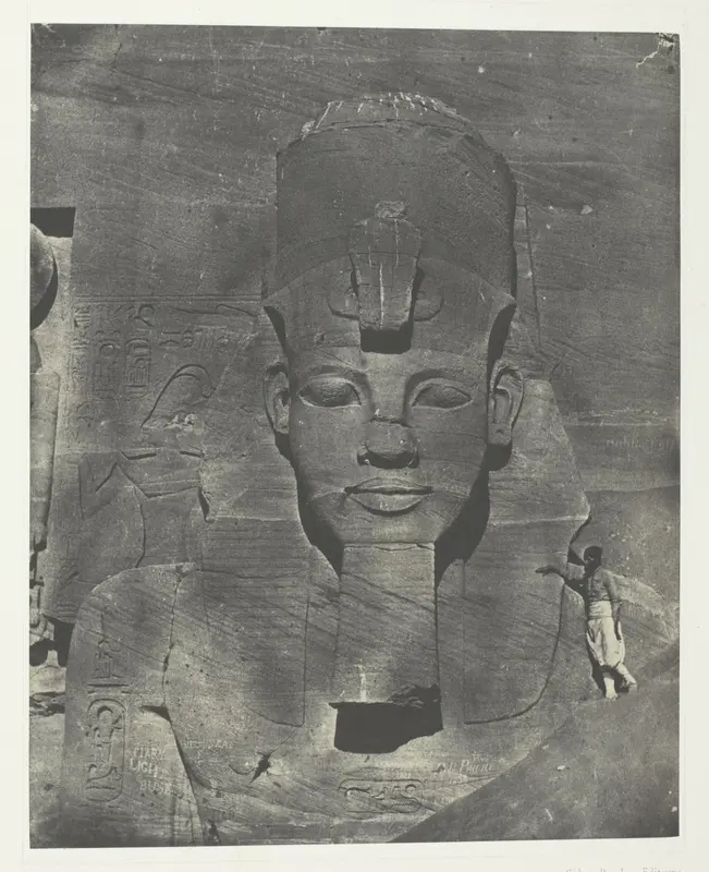 Ibsamboul, Colosse Médial (Enfoui) du Spéos de Phrè Nubie, Palestine et Syrie, plate 106 from the album "Egypte, Nubie, Palestine et Syrie" (1852)