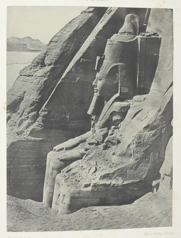 Ibsamboul, Colosse Oriental Du Spéos De Phrè, Vu De Profil; Nubie, plate 104 from the album "Egypte, Nubie, Palestine et Syrie" (1852)