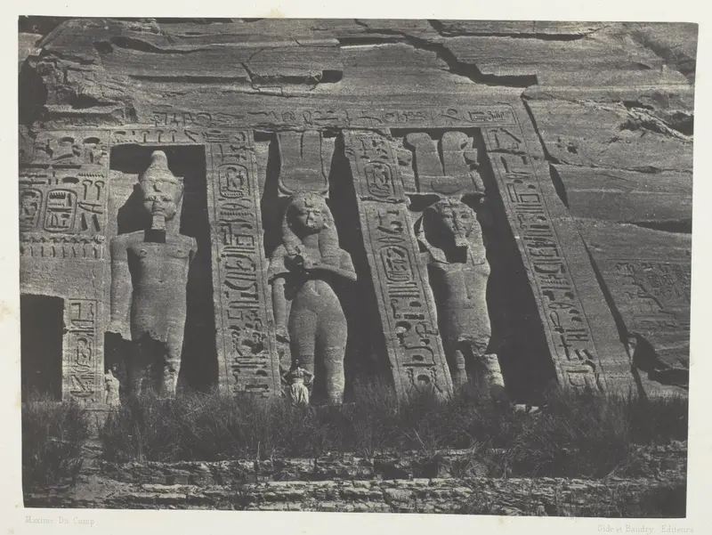 Ibsamboul, Partie Septentrionale Du Spéos D'Hathor; Nubie, plate 108 from the album "Egypte, Nubie, Palestine et Syrie" (1852)