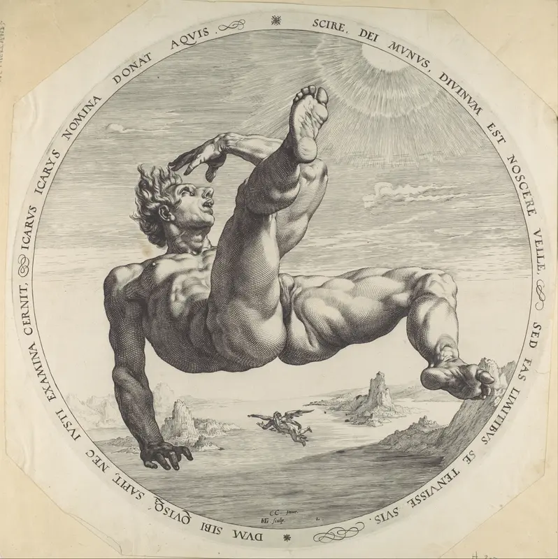 Icarus, from "The Four Disgracers" Wall Art by Hendrick Goltzius - High-Resolution Digital Print
