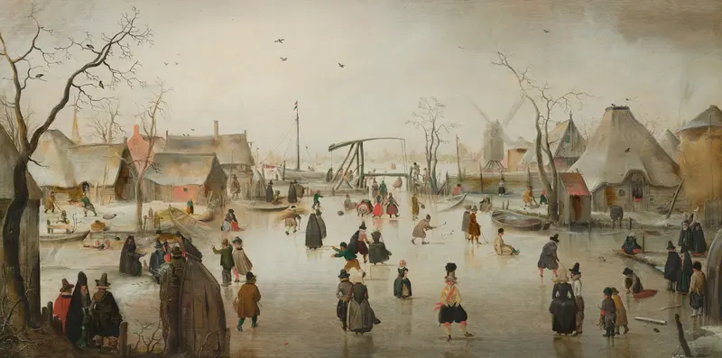 Ice-Skating in a Village Wall Art by Unknown - High-Resolution Digital Print