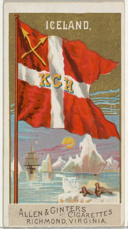 Iceland, from Flags of All Nations, Series 2 (N10) for Allen & Ginter Cigarettes Brands Wall Art by Allen & Ginter - High-Resolution Digital Print