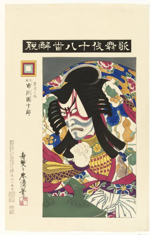 Ichikawa Danjuro IX als de geest van Kagekiyo Wall Art by Watanabe Yatarô - High-Resolution Digital Print