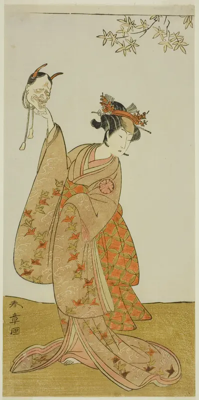 Ichikawa Monnosuke II as Shimokōbe Shōji Yukihira and Segawa Yūjiro I as Matsukaze, Sister of Togashi no Saemon, in “Your Favorite Play: The Subscription List” (Gohiiki Kanjinchō) Wall Art by Katsukawa Shunsho - High-Resolution Digital Print