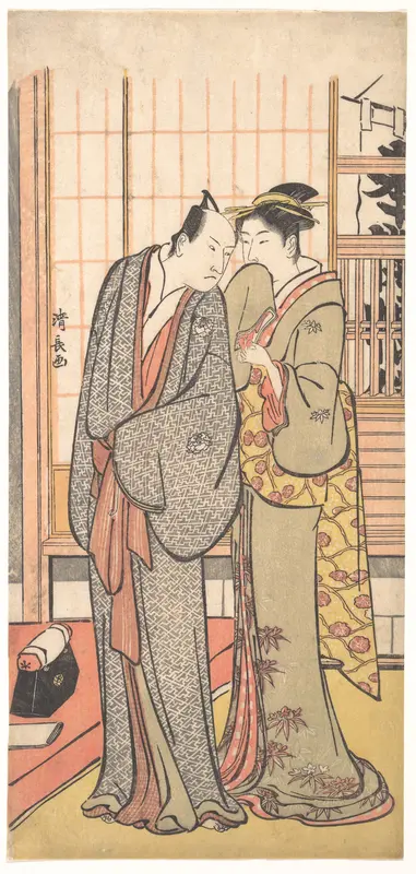 Ichikawa Yaozo III with a Lady Wall Art by Torii Kiyonaga - High-Resolution Digital Print
