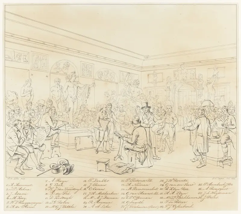 Identificatie van de portretten op het schilderij De Beeldenzaal van de Maatschappij Felix Meritis te Amsterdam Wall Art by Hendrik Willem Caspari - High-Resolution Digital Print