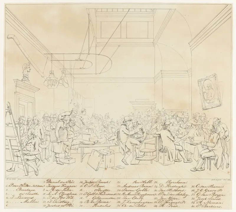 Identificatie van de portretten op het schilderij De Tekenzaal van de Maatschappij Felix Meritis te Amsterdam Wall Art by Hendrik Willem Caspari - High-Resolution Digital Print