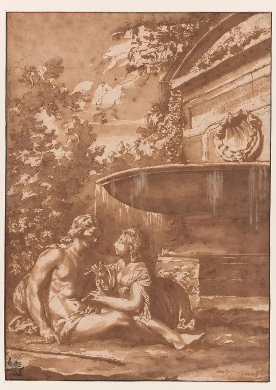 Idylle bij een fontein Wall Art by Jan de Bisschop - High-Resolution Digital Print