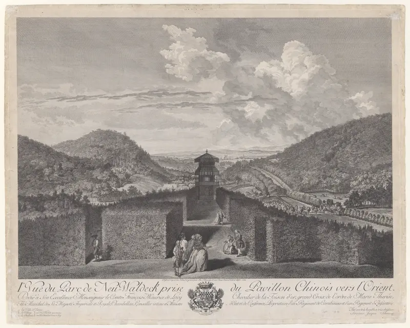 Ier Vue du Parc de Neu-Waldeck prise du Pavillon Chinois vers l'Orient, from Views of the Park and Gardens of Marshal Count de Lacy at Neu-waldegg Wall Art by Jakob Matthias Schmutzer - High-Resolution Digital Print