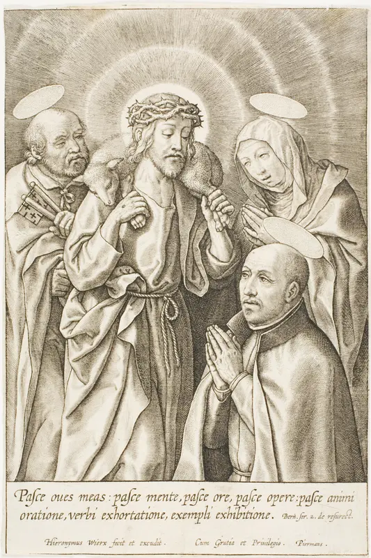 Ignatius of Loyola kneeling before Christ, the Virgin and St Peter