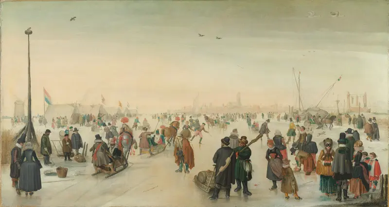 IJsvermaak bij een stad Wall Art by Hendrick Avercamp - High-Resolution Digital Print