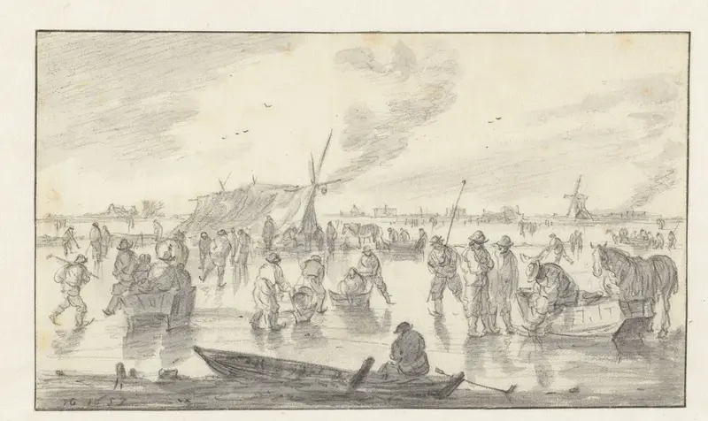 IJsvermaak op een brede rivier Wall Art by Jan van Goyen - High-Resolution Digital Print
