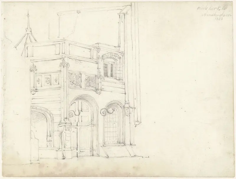 IJzeren kapel en het Zuider portaal aan de Oude Kerk te Amsterdam Wall Art by Johan Adolph Rust - High-Resolution Digital Print