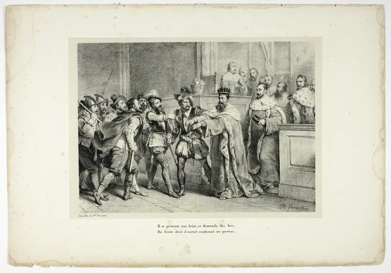 Il se présente aux Seize, et demande des fers... Wall Art by Horace Vernet - High-Resolution Digital Print