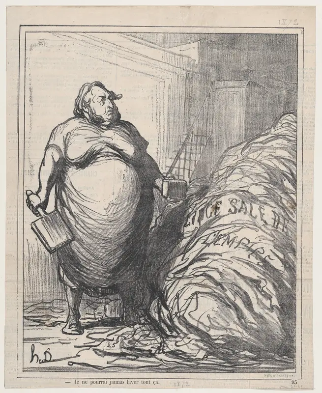 I'll never be able to wash all of this, from 'News of the day,' published in Le Charivari, May 20-21, 1872 Wall Art by Honoré Daumier - High-Resolution Digital Print