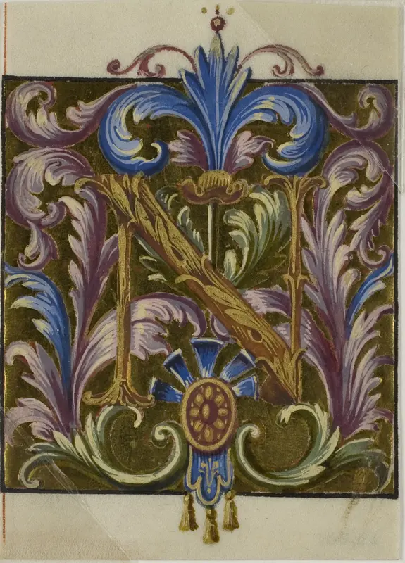 Illuminated Initial "N" with Acanthus Leaves from a Choirbook Wall Art by Unknown - High-Resolution Digital Print