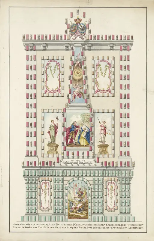 Illuminatie van het huis van Tobias Boas voor de intrede van Willem V en Wilhelmina van Pruisen, 1767 Wall Art by anonymous - High-Resolution Digital Print