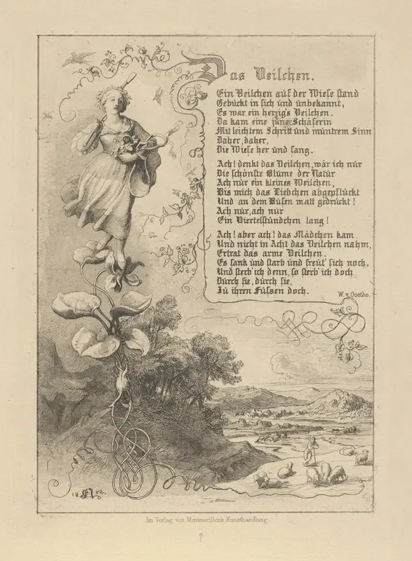 Illustrated Poem: "The Violet" (Das Veilchen – Goethe) Wall Art by Johann Wolfgang von Goethe - High-Resolution Digital Print