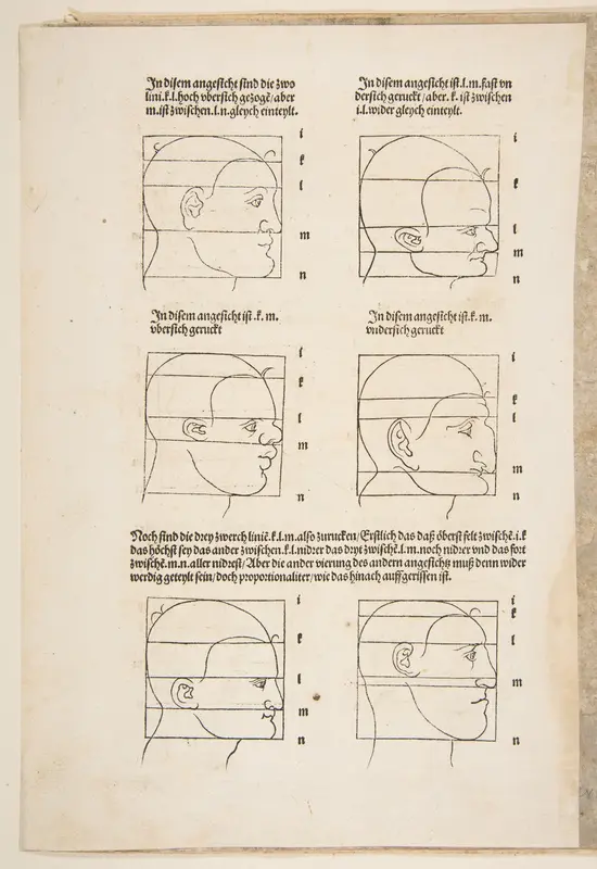 Illustration and Text from Dürer's "Vier Bucher von Menslicher Proportion" Wall Art by Albrecht Dürer - High-Resolution Digital Print