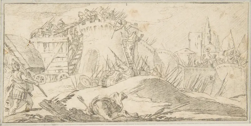 Illustration for a Book:  Attacks on the Walls of a City Wall Art by Giovanni Battista Tiepolo - High-Resolution Digital Print