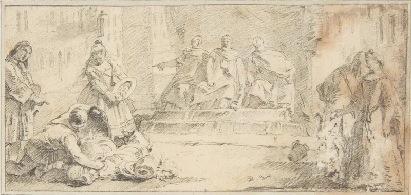Illustration for a Book:  Booty Presented to Three Dignitaries Wall Art by Giovanni Battista Tiepolo - High-Resolution Digital Print