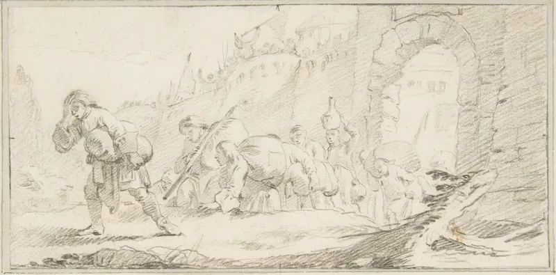 Illustration for a Book:  Inhabitants Leaving a Conquered City Wall Art by Giovanni Battista Tiepolo - High-Resolution Digital Print