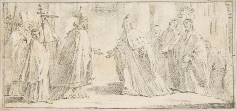 Illustration for a Book:  Meeting Between a Pope and Doge Wall Art by Giovanni Battista Tiepolo - High-Resolution Digital Print
