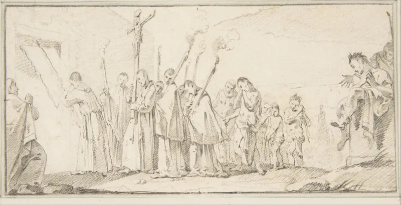 Illustration for a Book: Procession of Monks and Flagellants Wall Art by Giovanni Battista Tiepolo - High-Resolution Digital Print