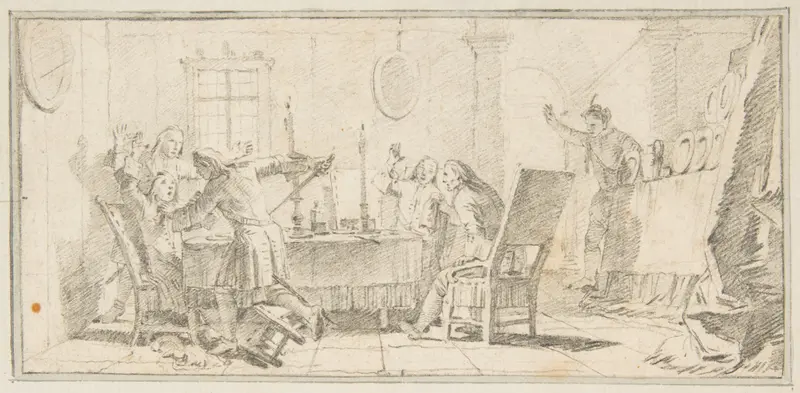 Illustration for a Book: Scene of a Murder in an Interior Wall Art by Giovanni Battista Tiepolo - High-Resolution Digital Print
