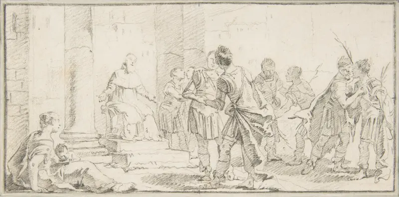 Illustration for a Book: Scene of Peacemaking Wall Art by Giovanni Battista Tiepolo - High-Resolution Digital Print