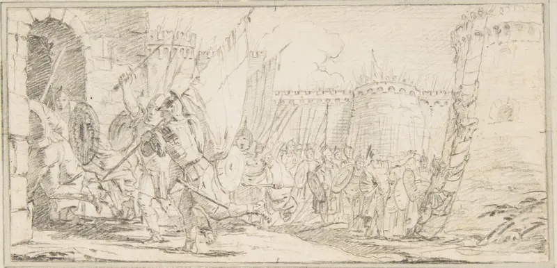 Illustration for a Book: Soldiers Storming a City Wall Art by Giovanni Battista Tiepolo - High-Resolution Digital Print