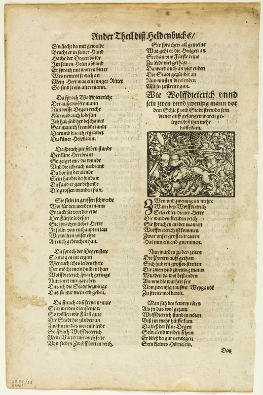 Illustration from Das Heldenbuch, plate 33 from Woodcuts from Books of the XVI Century Wall Art by Unknown artist - High-Resolution Digital Print