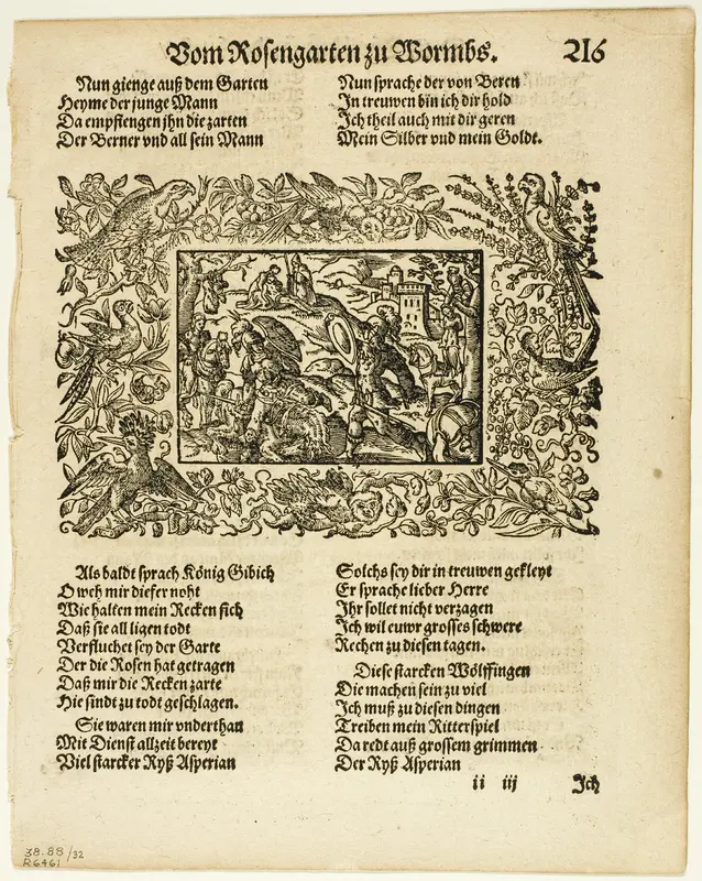 Illustration from Heldenbuch, plate 32 from Woodcuts from Books of the XVI Century Wall Art by Virgilius Solis, the Elder - High-Resolution Digital Print