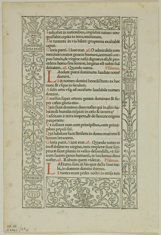 Illustration from Horae in laudem Virginis Mariae, plate 64 from Woodcuts from Books of the XVI Century Wall Art by Geoffrey Tory - High-Resolution Digital Print
