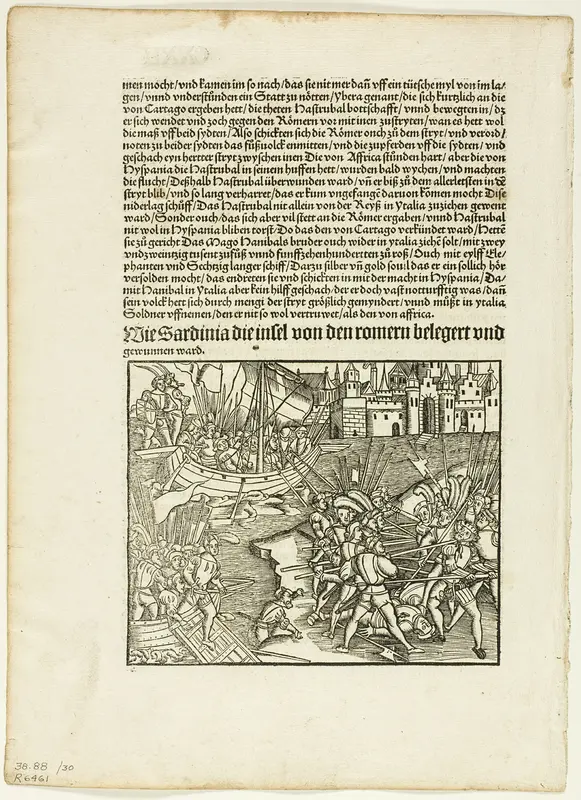 Illustration from Romische Historien by Titus Livius, plate 30 from Woodcuts from Books of the XVI Century Wall Art by Unknown artist - High-Resolution Digital Print