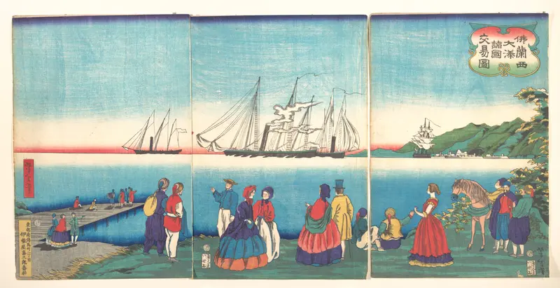 Illustration of a Large French Port Trading with Many Nations (Furansukoku oominato shokoku kōeki zu)