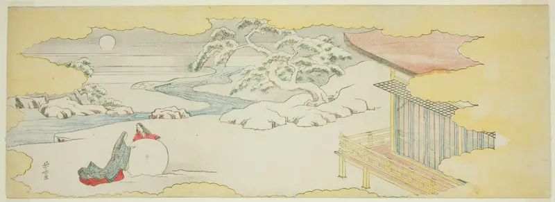 Illustration of The Bluebell (Asagao), Chapter 20 of the Tale of Genji (Genji monogatari) Wall Art by Katsushika Hokusai - High-Resolution Digital Print