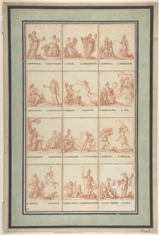 Illustrations for an Allegorical Pattern Book Wall Art by Antoine Borel - High-Resolution Digital Print
