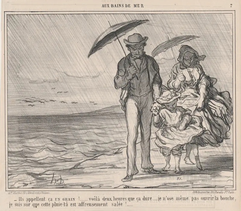 Ils appellent ça UN GRAIN!..., from Aux Bains de Mer, published in Le Charivari, September 19, 1859 Wall Art by Honoré Daumier - High-Resolution Digital Print