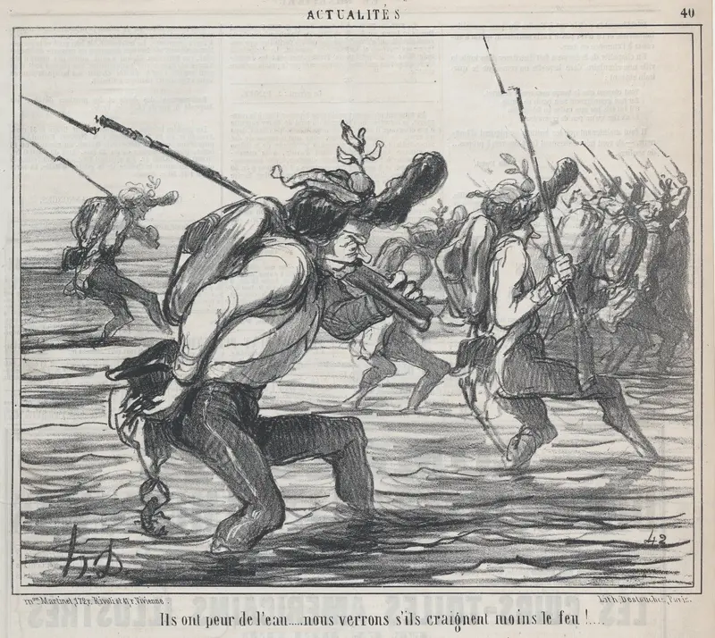 Ils ont peur de l'eau..., from Actualités, published in Le Charivari, May 11, 1859 Wall Art by Honoré Daumier - High-Resolution Digital Print