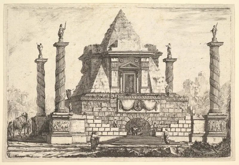 Imaginary Architecture with Camel and Figures, after Della Bella Wall Art by Pierre Moreau - High-Resolution Digital Print