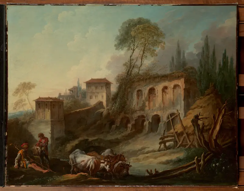 Imaginary Landscape with the Palatine Hill from Campo Vaccino Wall Art by François Boucher - High-Resolution Digital Print