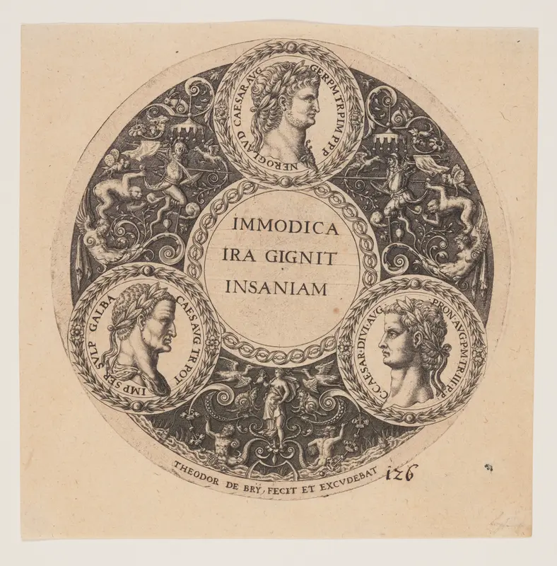 Immodica Ira Gignit Insaniam, Design for Interiors of Tazze Wall Art by Johann Theodor de Bry - High-Resolution Digital Print
