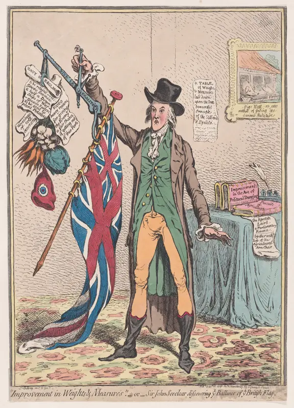 Improvement in Weights and Measures; or, Sir John Seeclear Discovering Ye Ballance of Ye British Flag Wall Art by James Gillray - High-Resolution Digital Print
