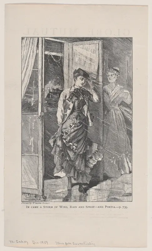In Came a Storm of Wind, Rain and Spray – and Portia (The Galaxy, An Illustrated Magazine of Entertaining Reading, Vol. VIII) Wall Art by Winslow Homer - High-Resolution Digital Print
