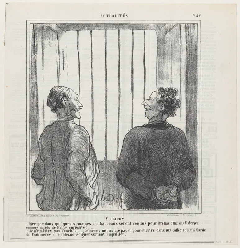 In Clichy, from 'News of the day,' published in Le Charivari, April 11, 1865 Wall Art by Honoré Daumier - High-Resolution Digital Print