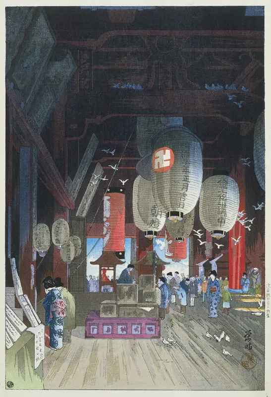 In de Kannon tempel in Asakusa Wall Art by Unknown - High-Resolution Digital Print