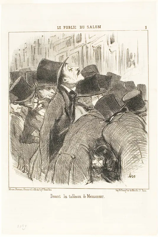 In front of Meissonnier's paintings, plate 3 from Le Public Du Salon