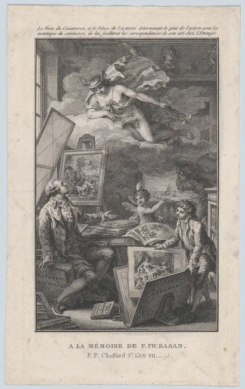 In Memory of P. FR. Basan, an engraving for the catalogue of the collection of P.-F. Basan Wall Art by Pierre Philippe Choffard - High-Resolution Digital Print